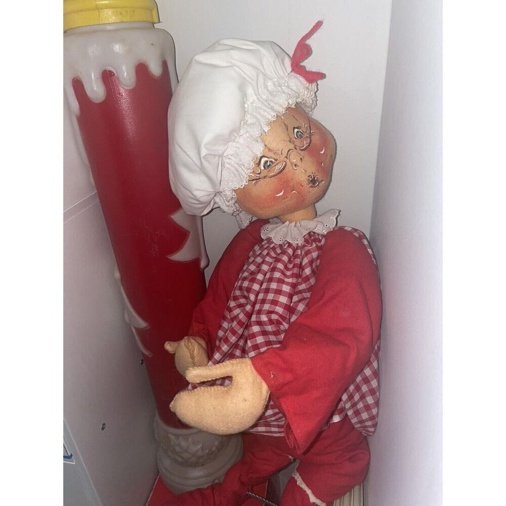 Vintage 1971 Original Annalee Mobilitee Mrs Santa Claus Doll Red 30‎ Inches Tall